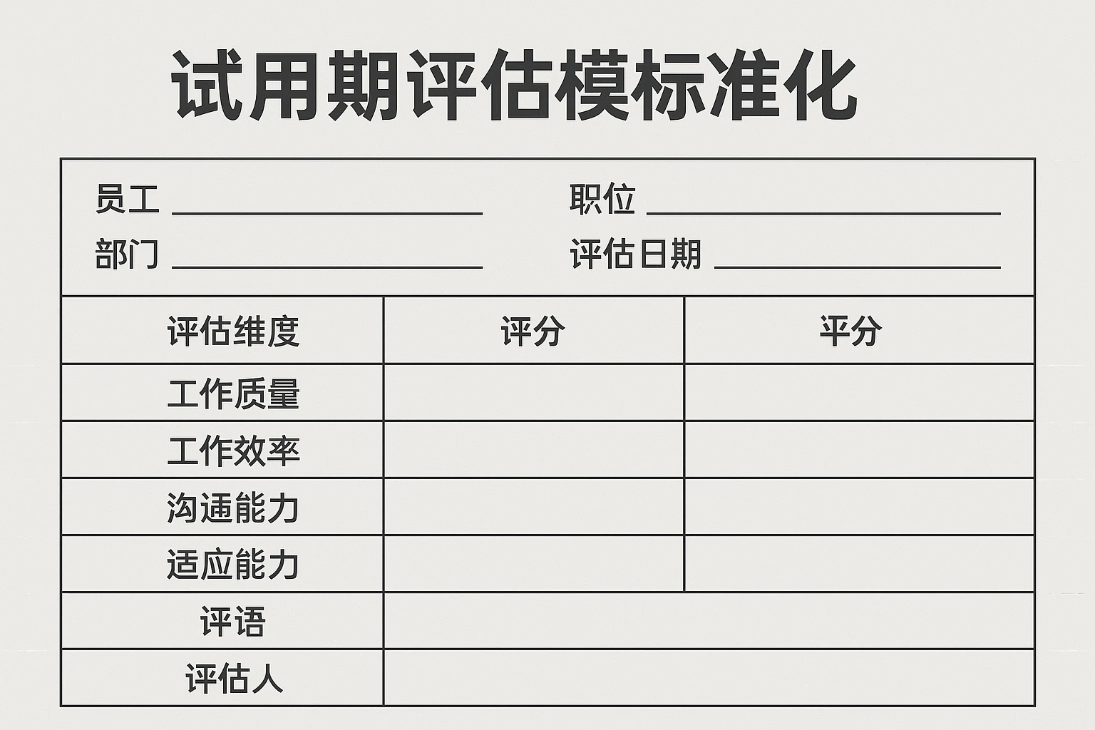 试用期评估模板标准化