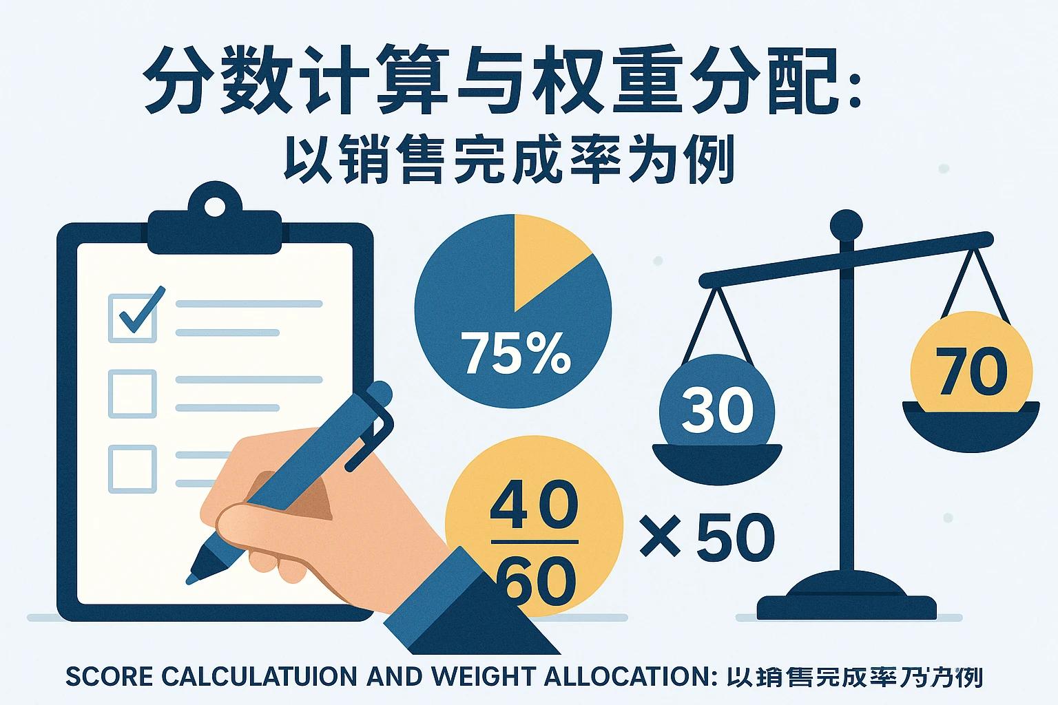 分数计算与权重分配：以销售完成率为例