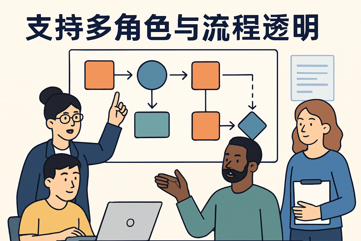 支持多角色与流程透明