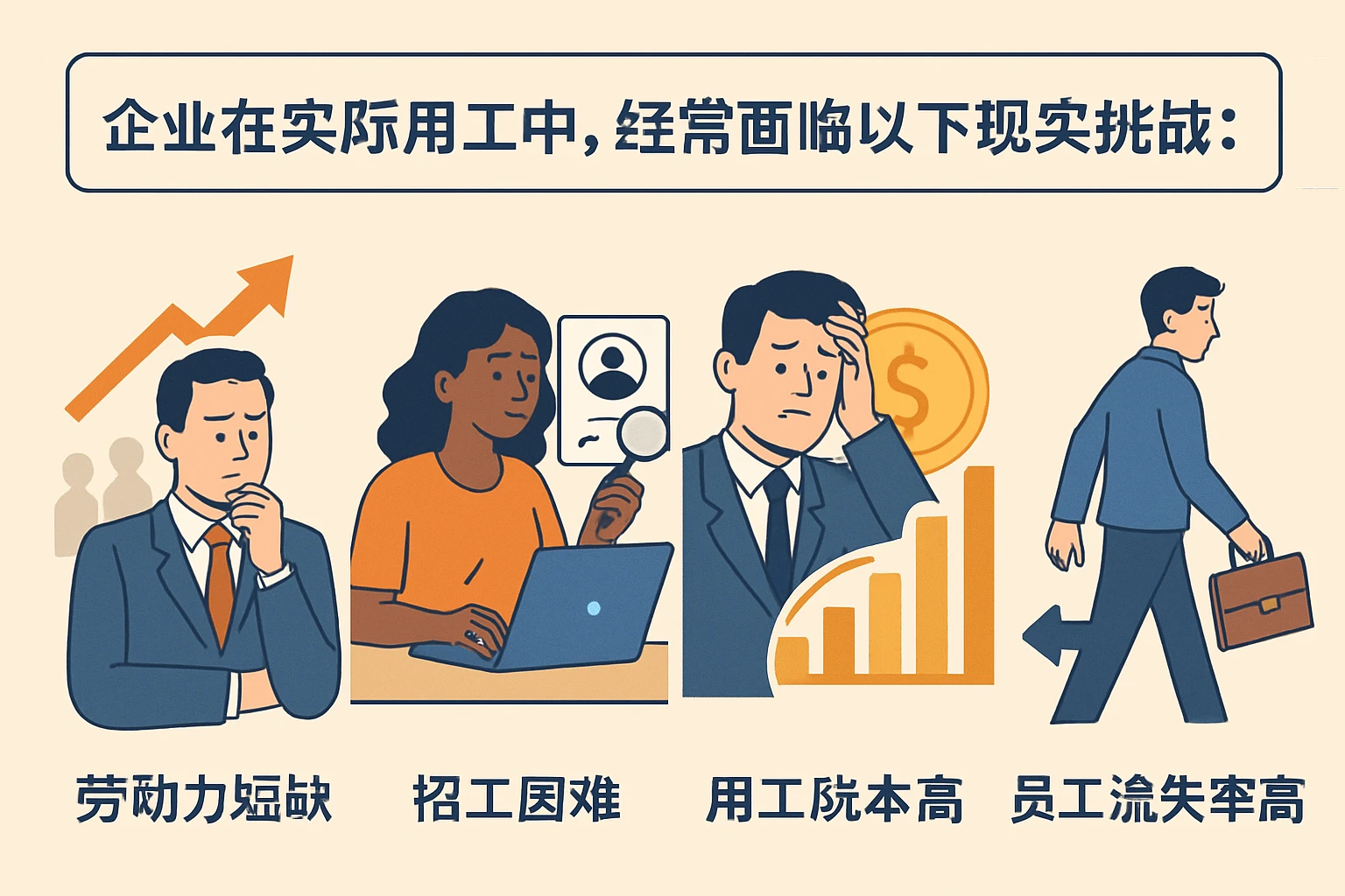 企业在实际用工中，经常面临以下现实挑战：