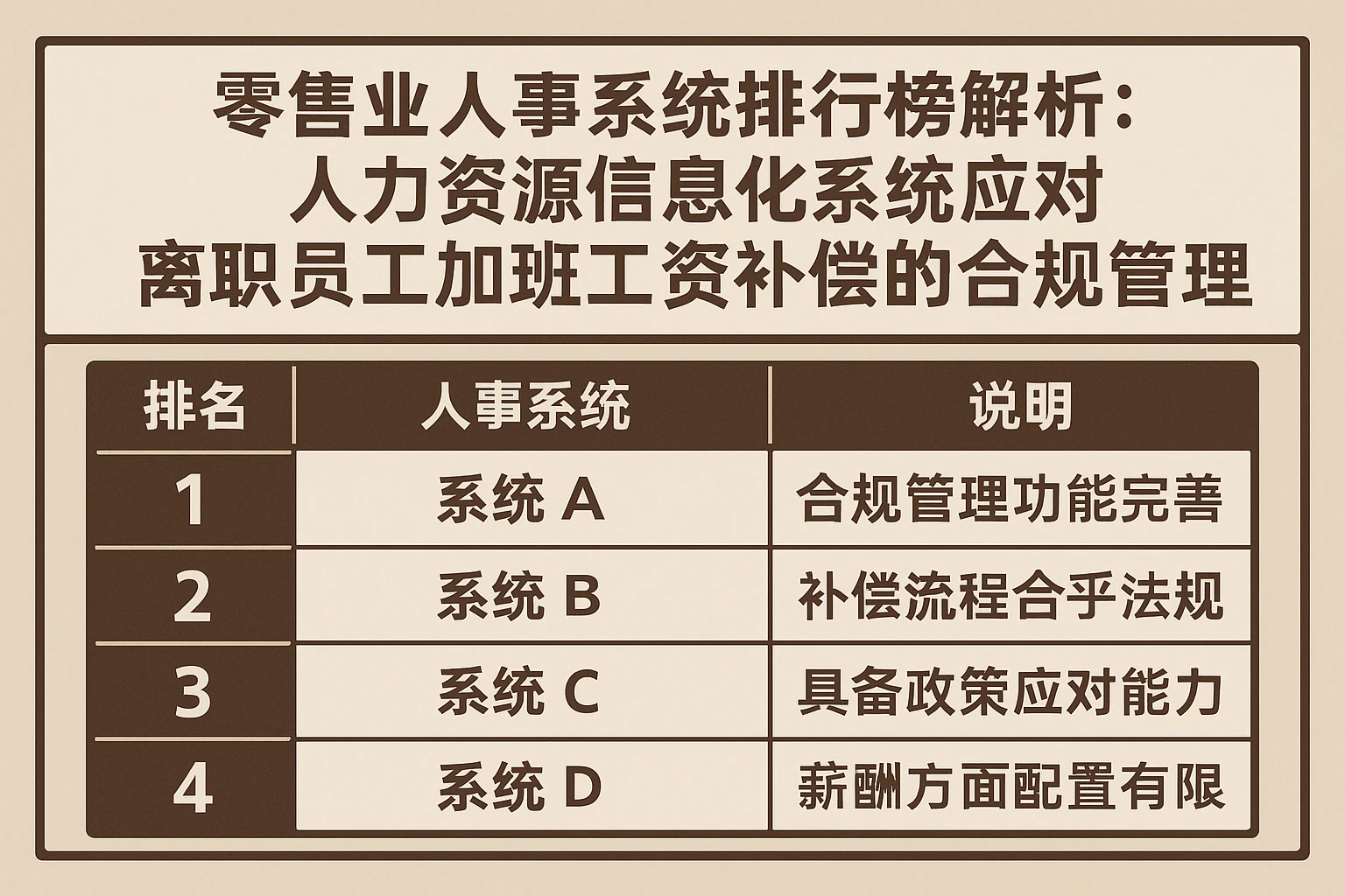 零售业人事系统排行榜解析:人力资源信息化系统应对离职员工加班工资补偿的合规管理