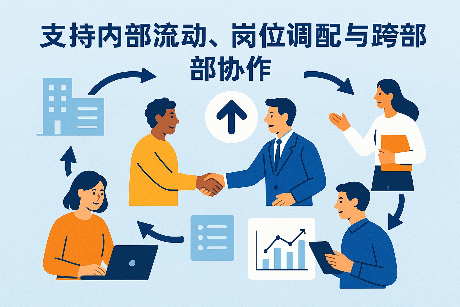 支持内部流动、岗位调配与跨部门协作