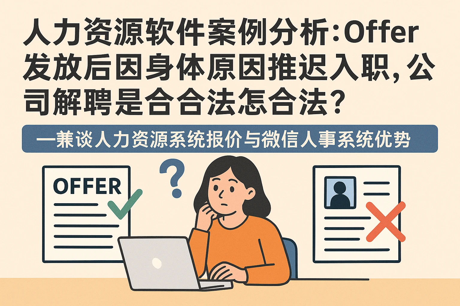 人力资源软件案例分析：Offer发放后因身体原因推迟入职，公司解聘是否合法？——兼谈人力资源系统报价与微信人事系统优势