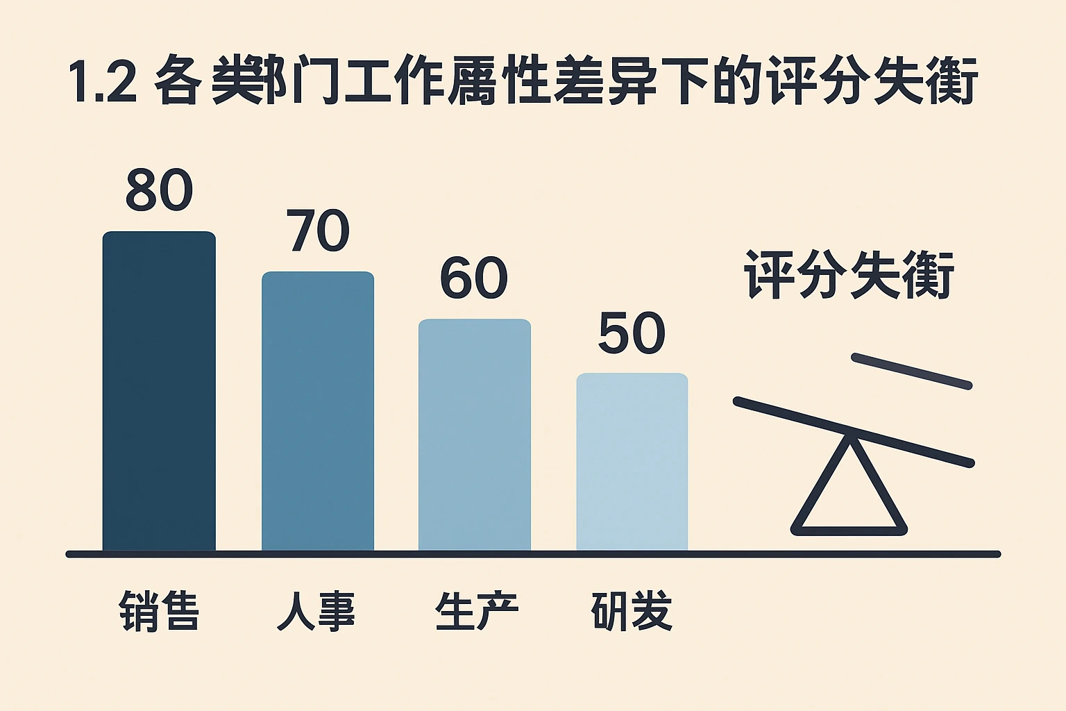 1.2 各类部门工作属性差异下的评分失衡