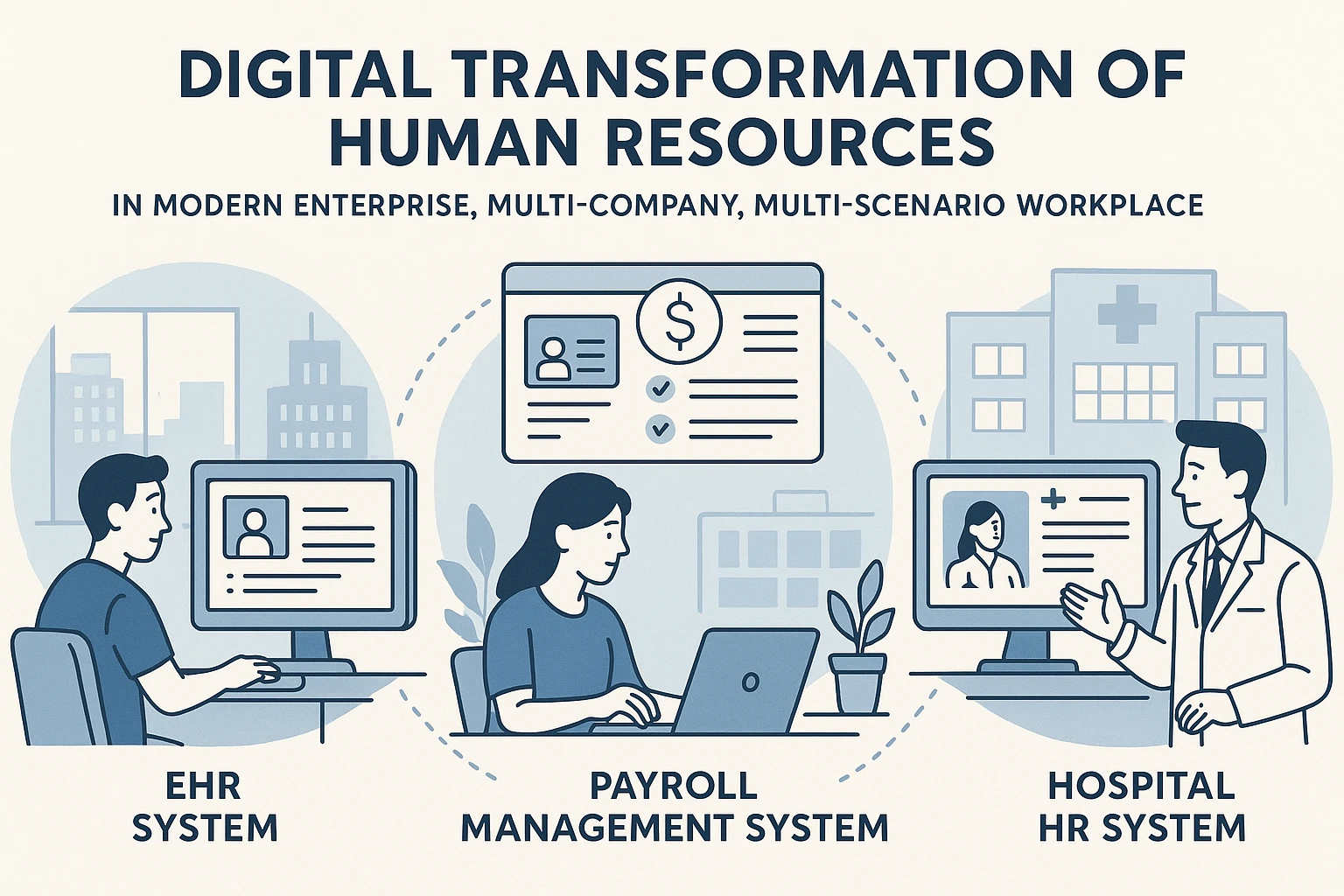 ehr系统、薪资管理系统与医院人事系统:现代企业多公司、多场景办公下的人力资源数字化转型