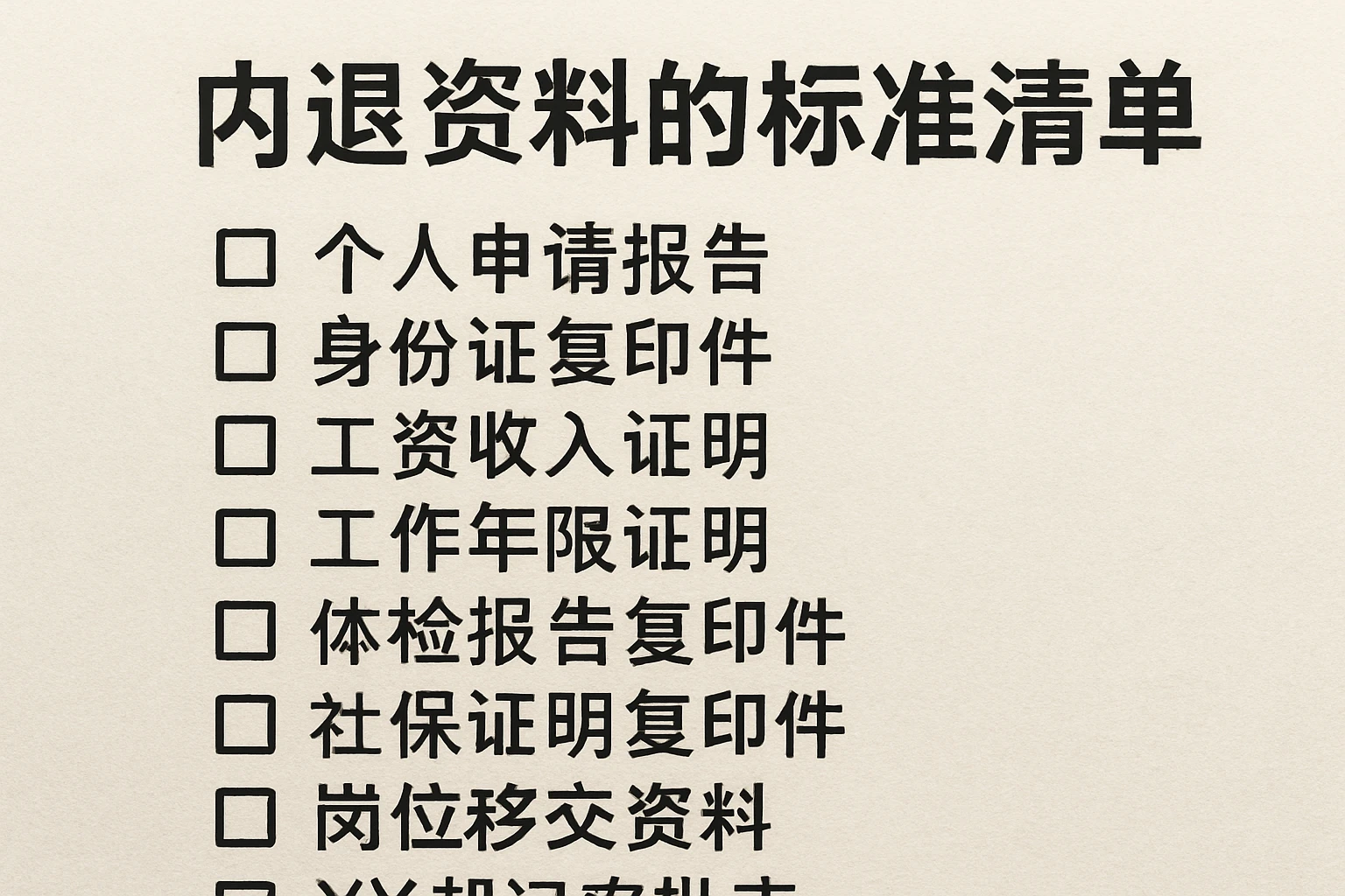 内退资料的标准清单
