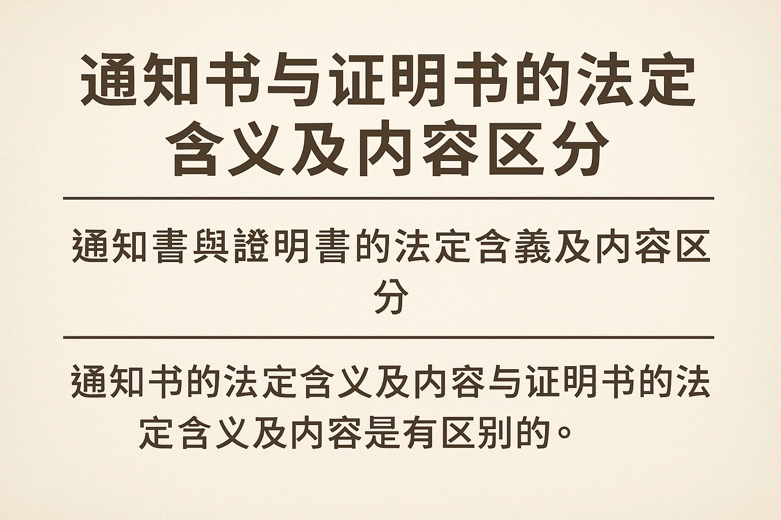 通知书与证明书的法定含义及内容区分