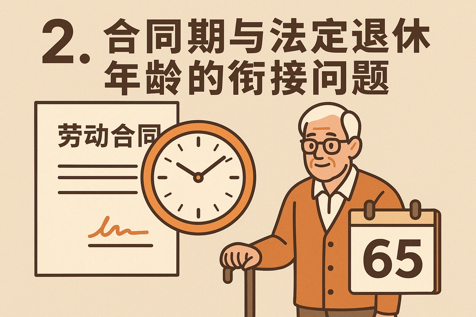 2. 合同期与法定退休年龄的衔接问题