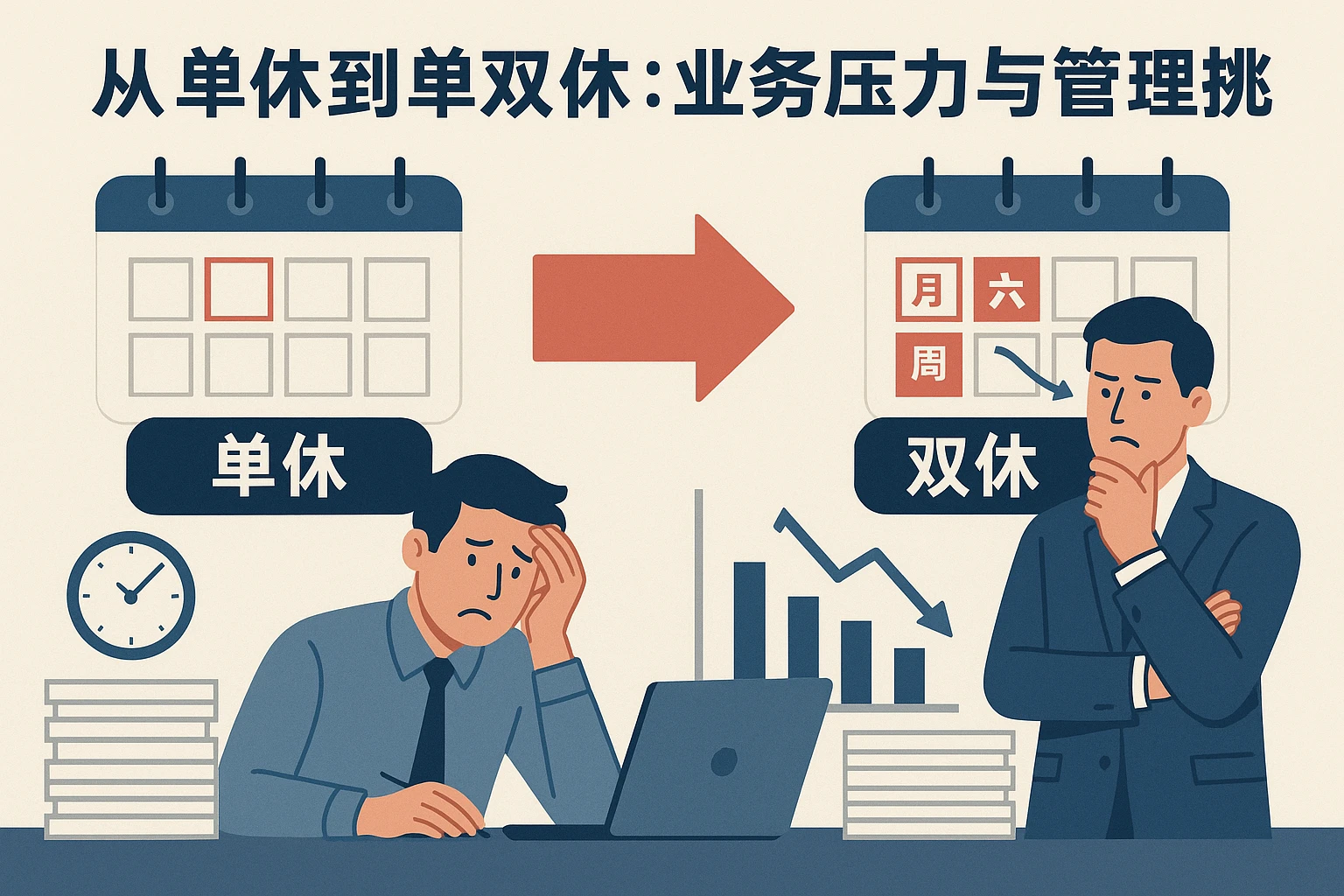 从单休到单双休：业务压力与管理挑战
