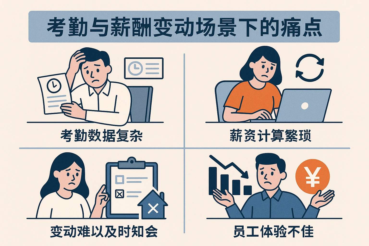 考勤与薪酬变动场景下的痛点