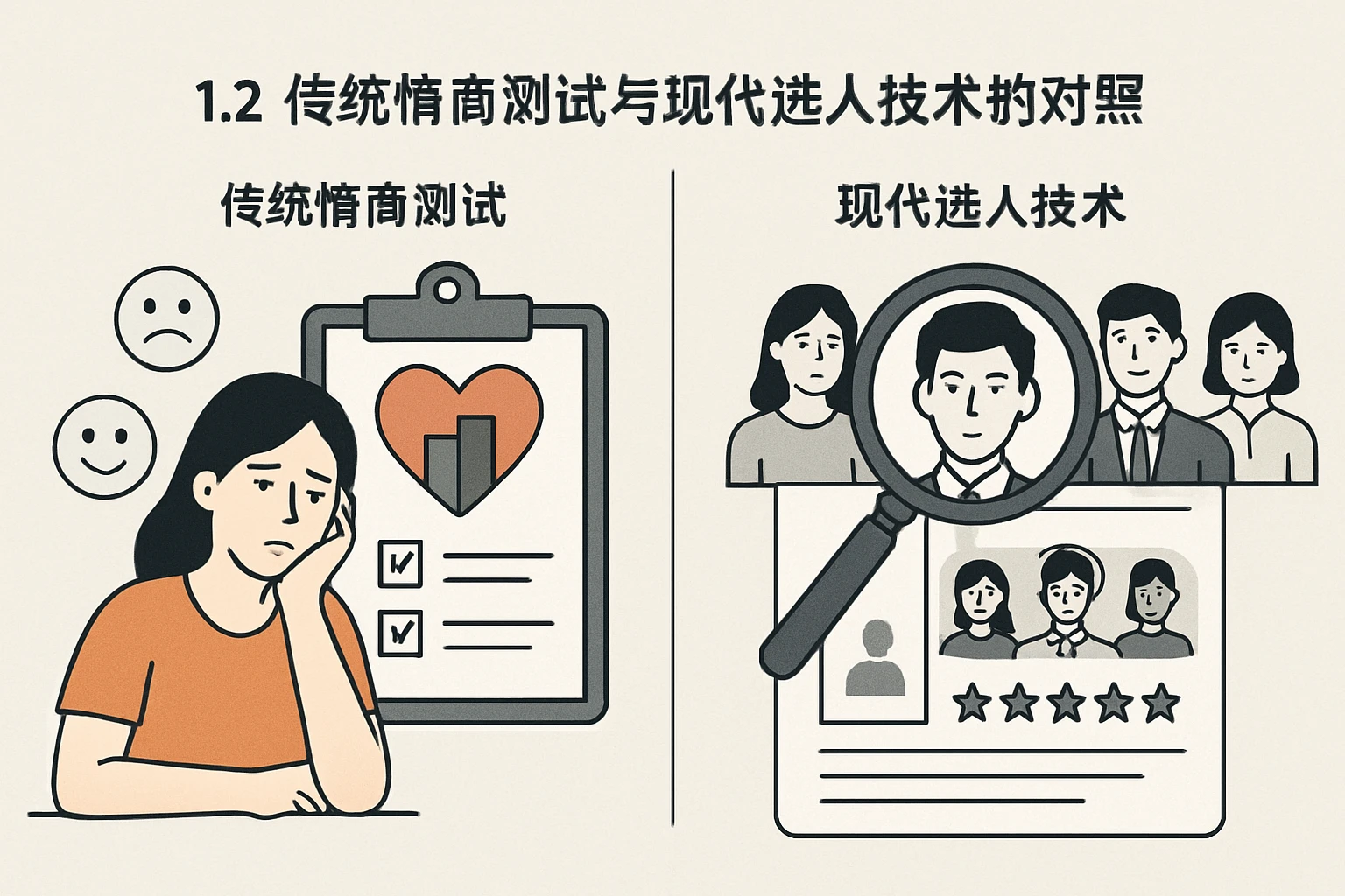1.2 传统情商测试与现代选人技术的对照