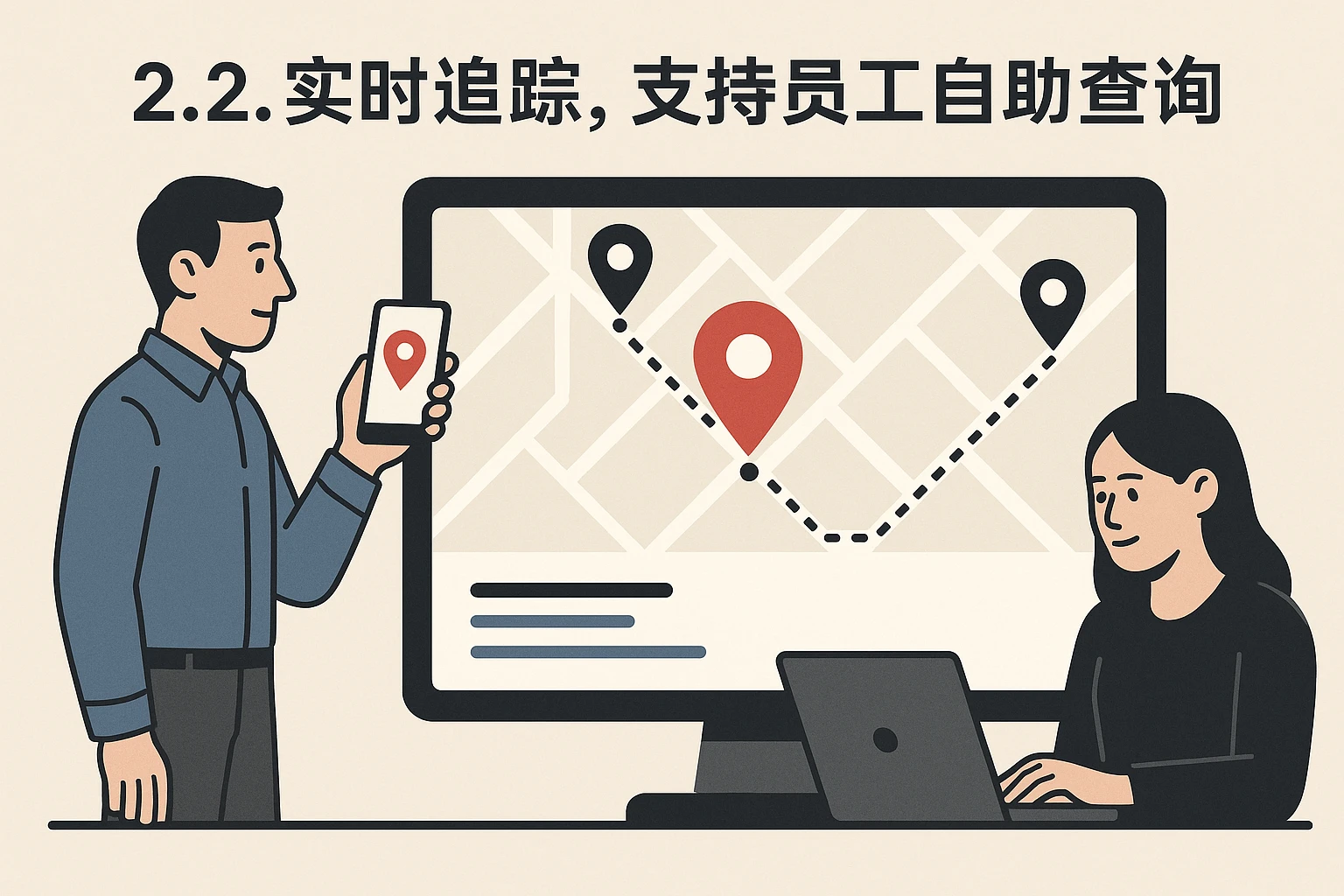 2.2. 实时追踪，支持员工自助查询