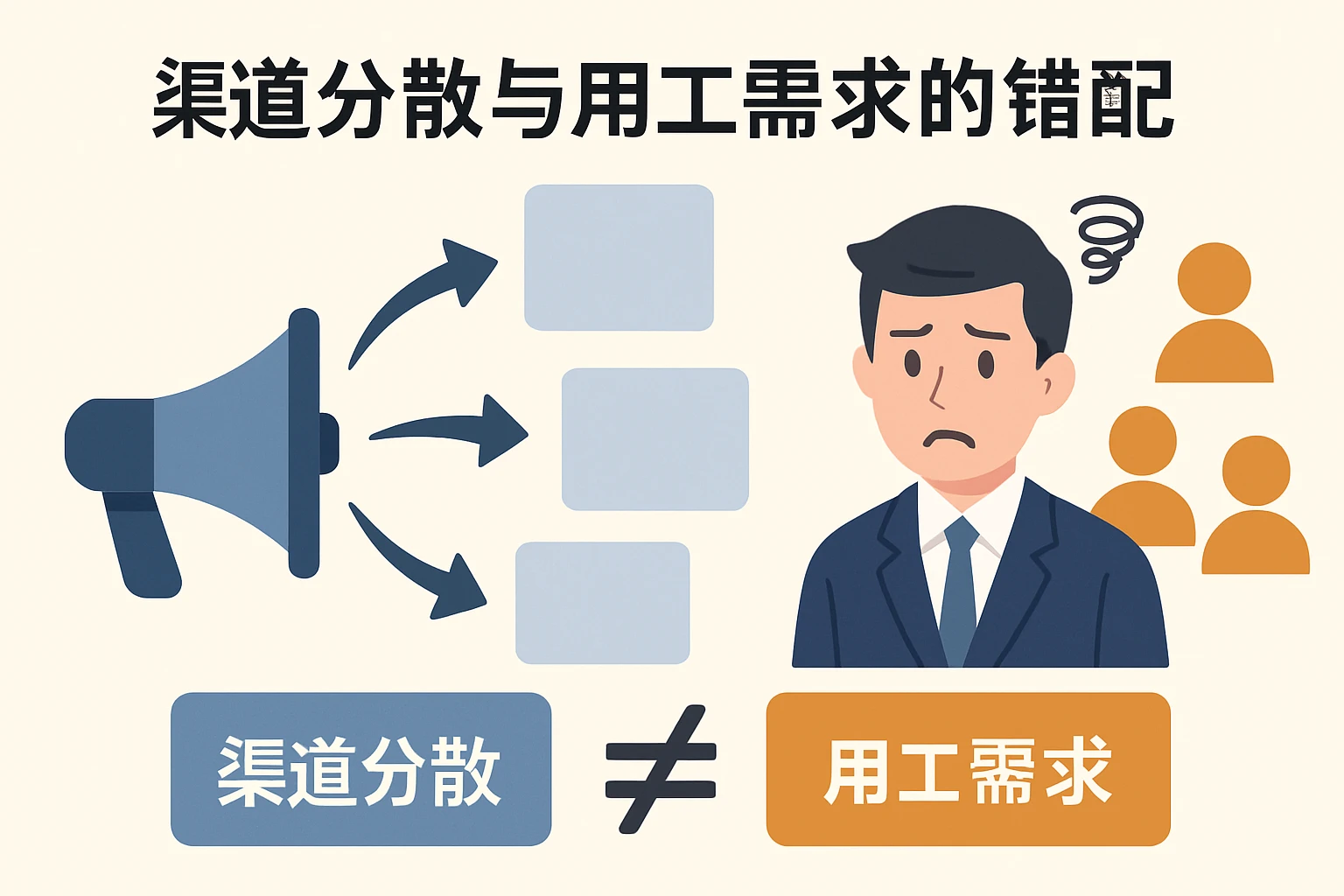 渠道分散与用工需求的错配