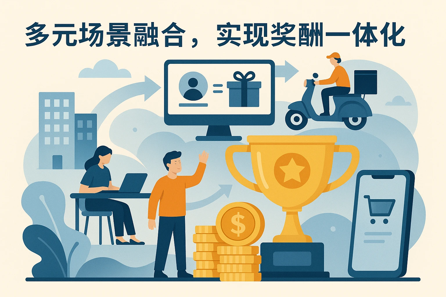 多元场景融合，实现奖酬一体化