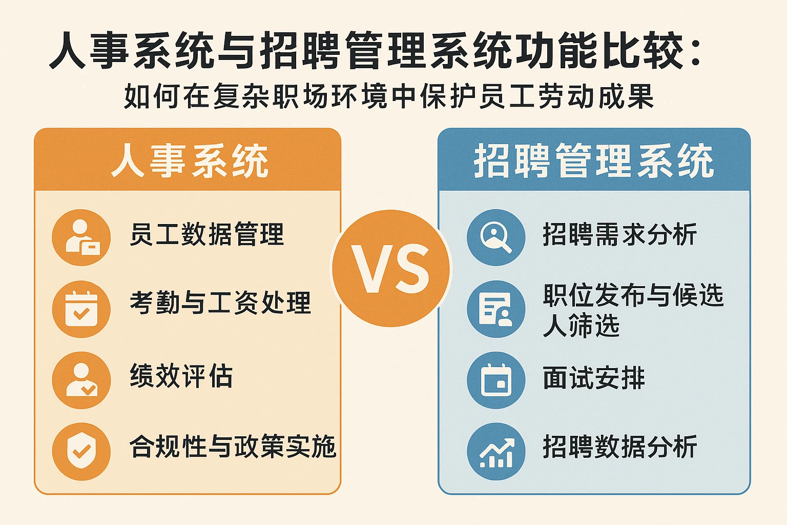 人事系统与招聘管理系统功能比较：如何在复杂职场环境中保护员工劳动成果