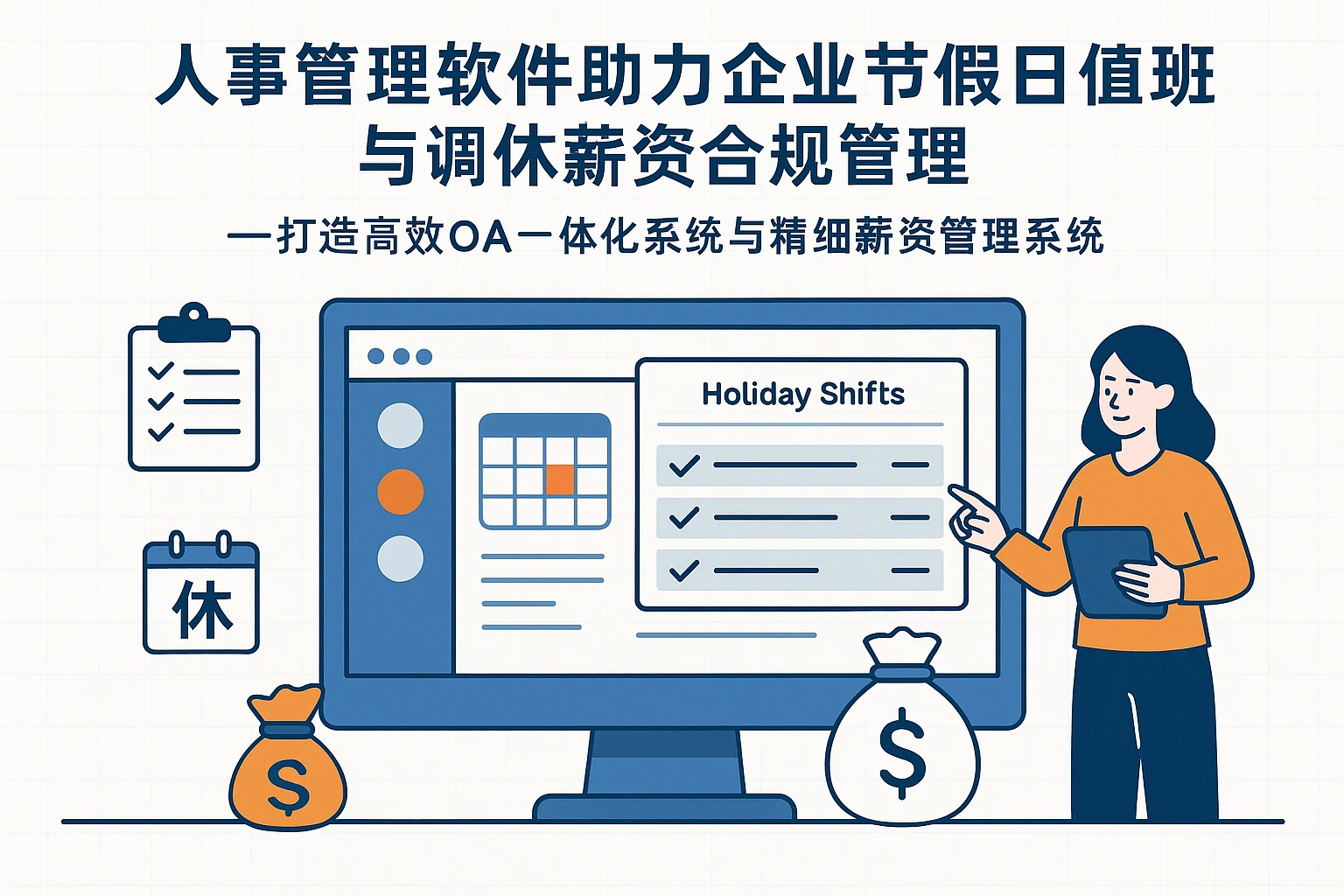 人事管理软件助力企业节假日值班与调休薪资合规管理——打造高效OA一体化系统与精细薪资管理系统