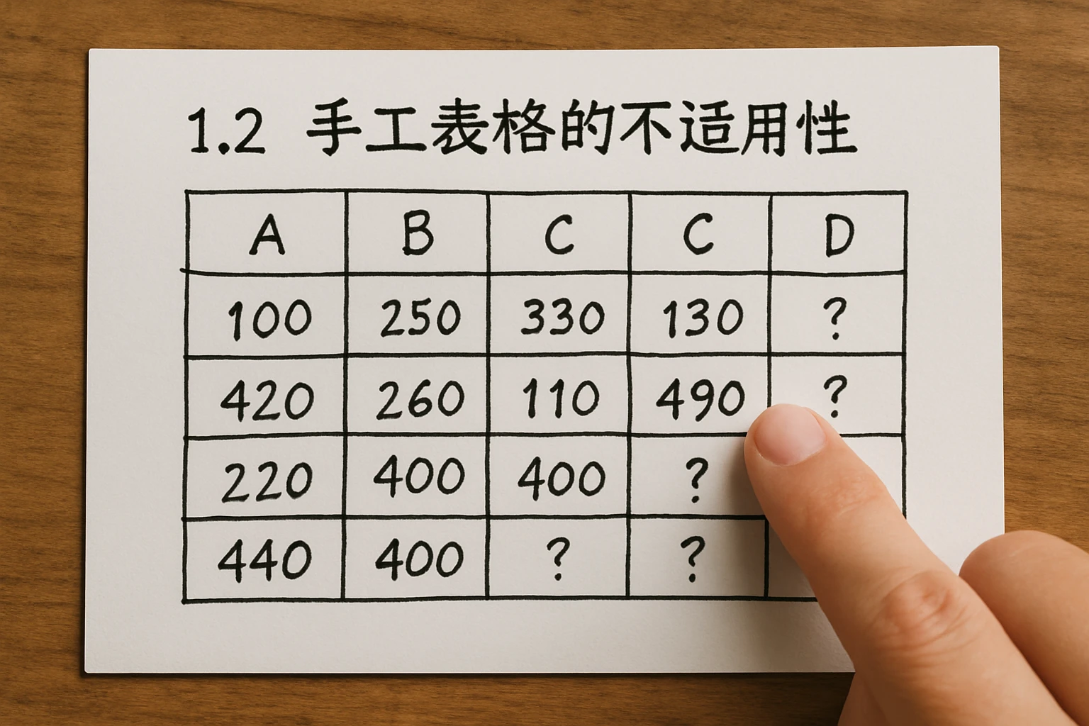 1.2 手工表格的不适用性