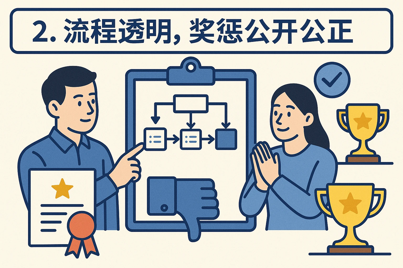 2. 流程透明，奖惩公开公正