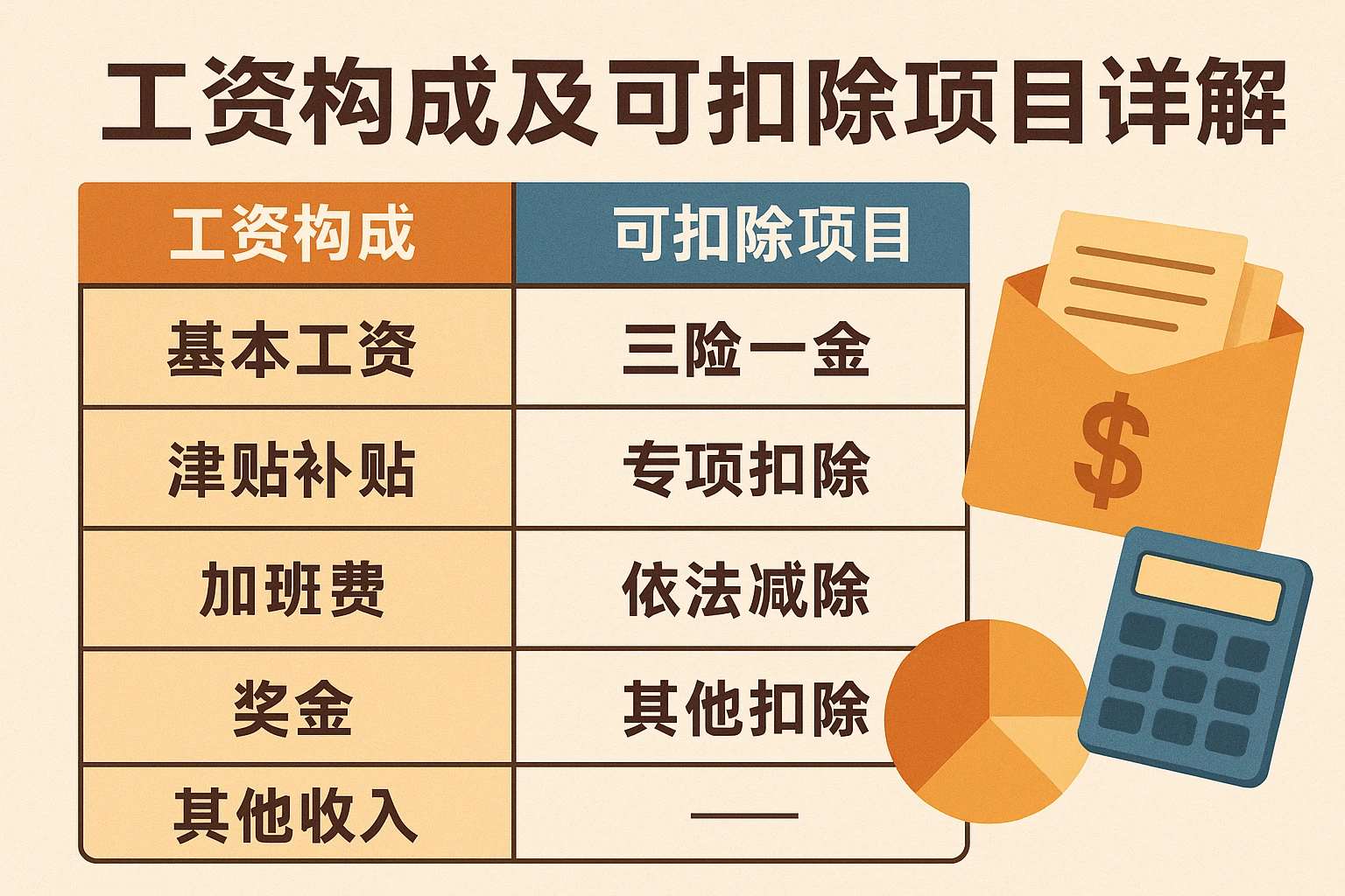 工资构成及可扣除项目详解
