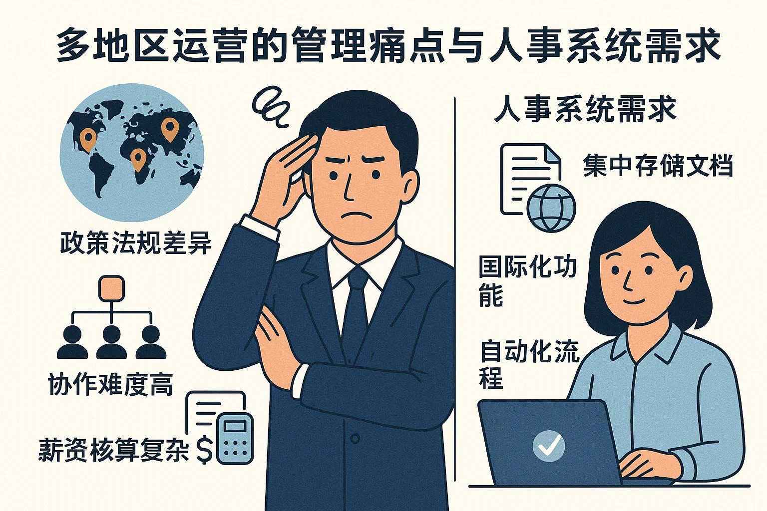 多地区运营的管理痛点与人事系统需求