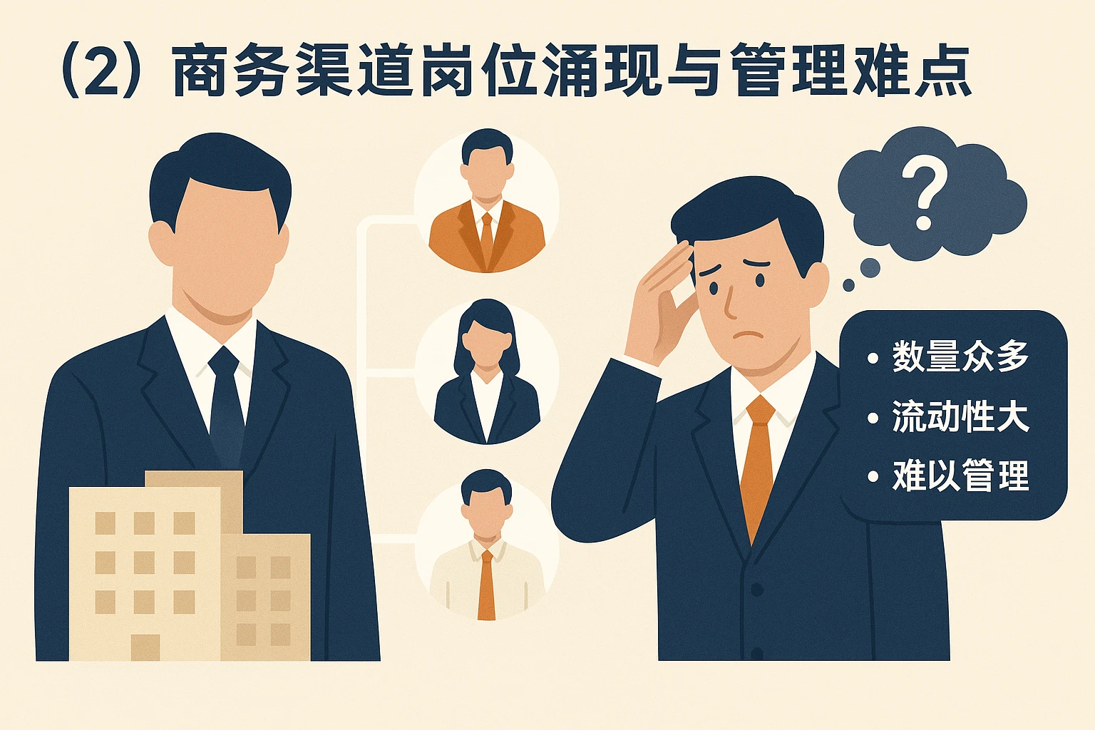 （2）商务渠道岗位涌现与管理难点