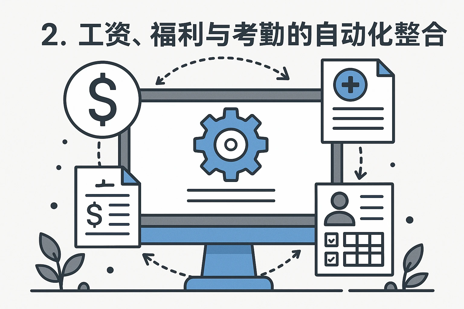 2. 工资、福利与考勤的自动化整合
