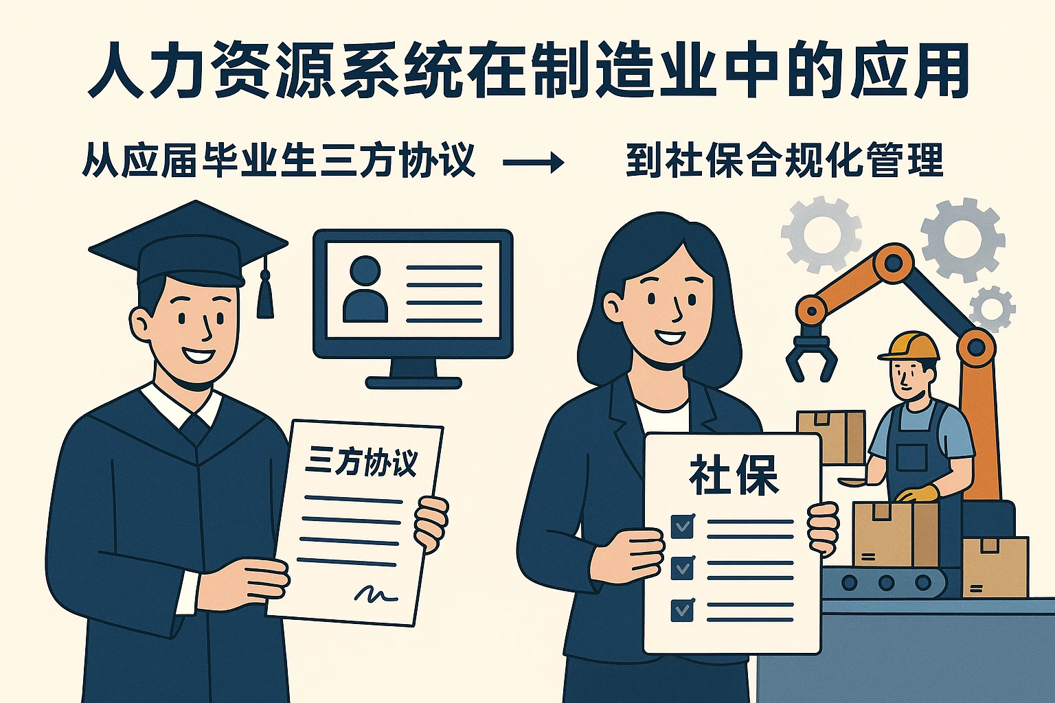 人力资源系统在制造业中的应用：从应届毕业生三方协议到社保合规化管理