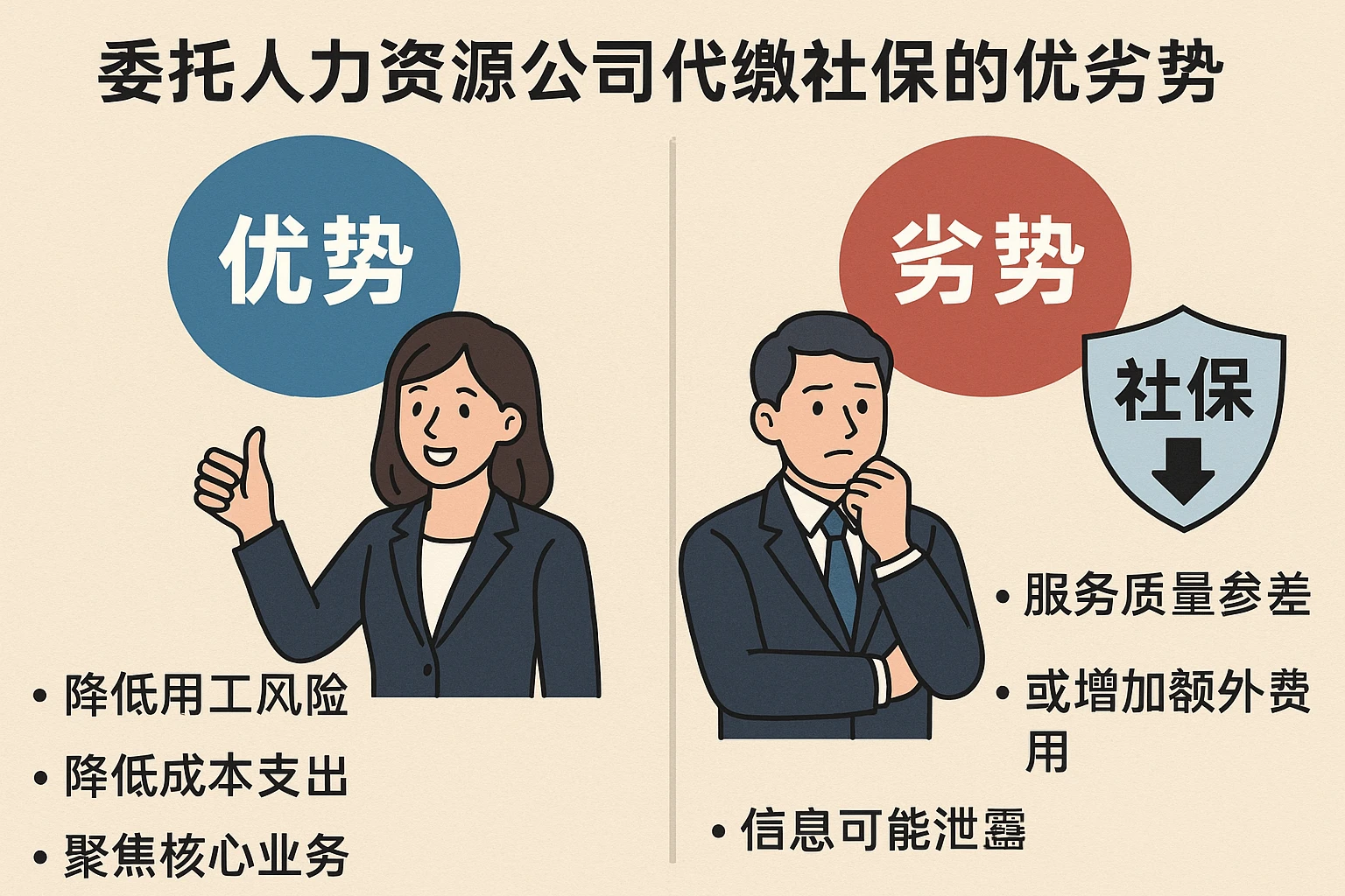 委托人力资源公司代缴社保的优劣势