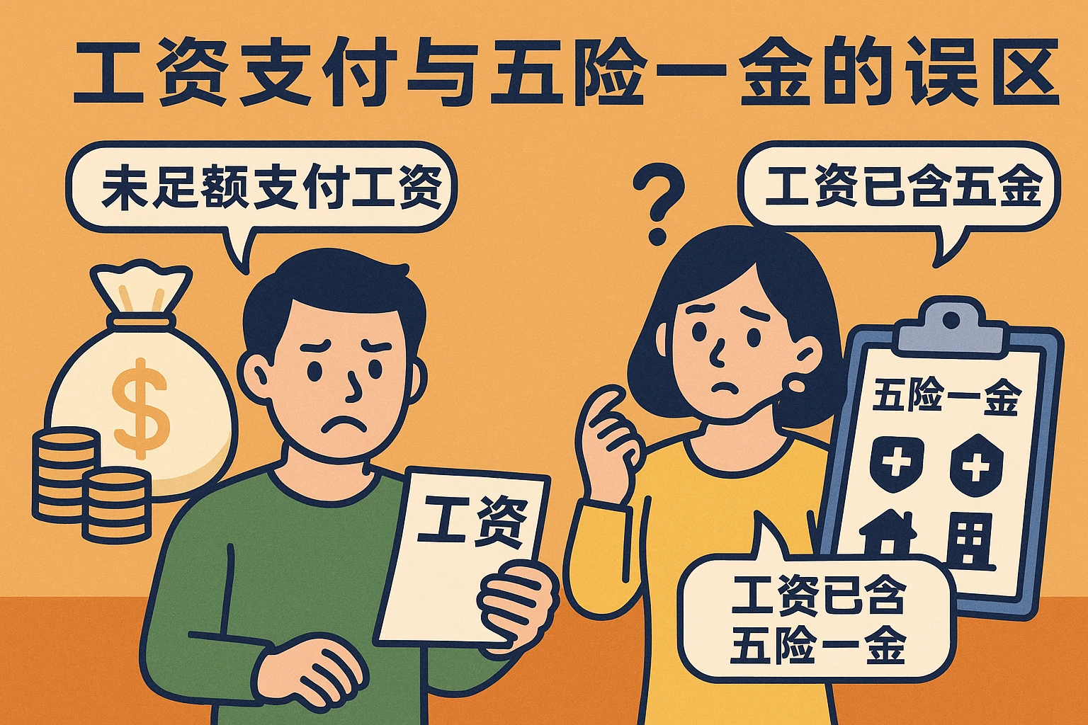 工资支付与五险一金的误区