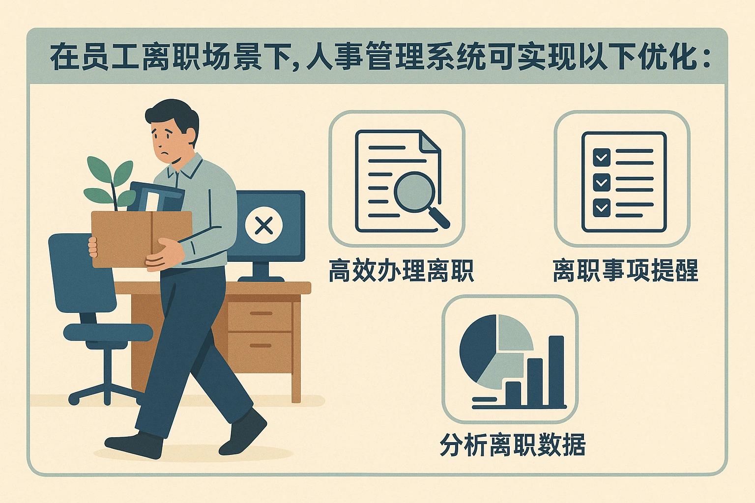 在员工离职场景下，人事管理系统可实现以下优化：