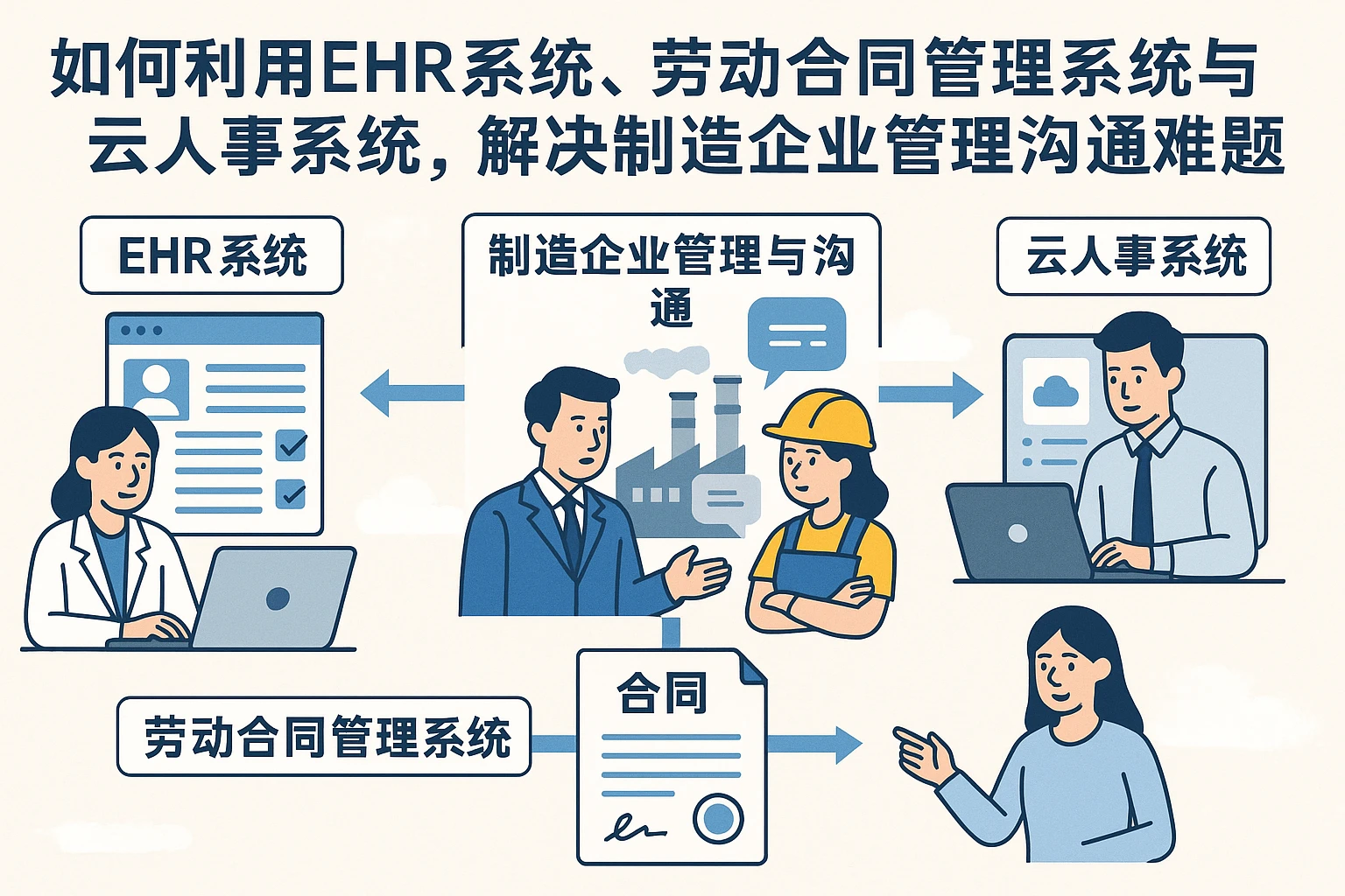 如何利用EHR系统、劳动合同管理系统与云人事系统，解决制造企业管理沟通难题