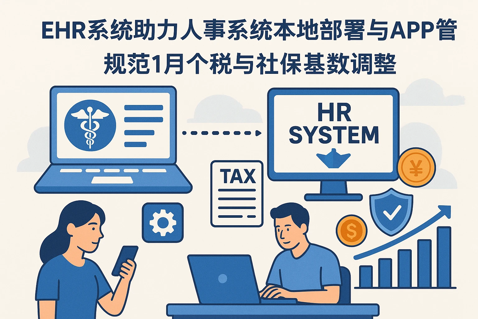 EHR系统助力人事系统本地部署与APP管理，规范1月个税与社保基数调整