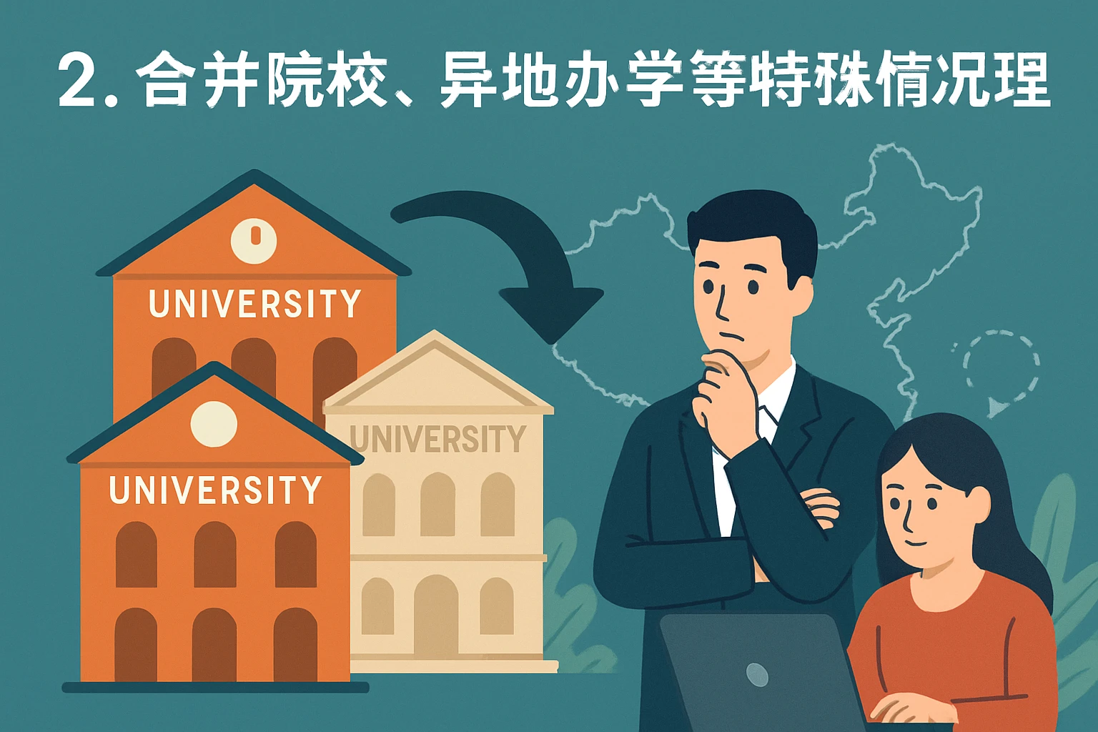 2. 合并院校、异地办学等特殊情况处理