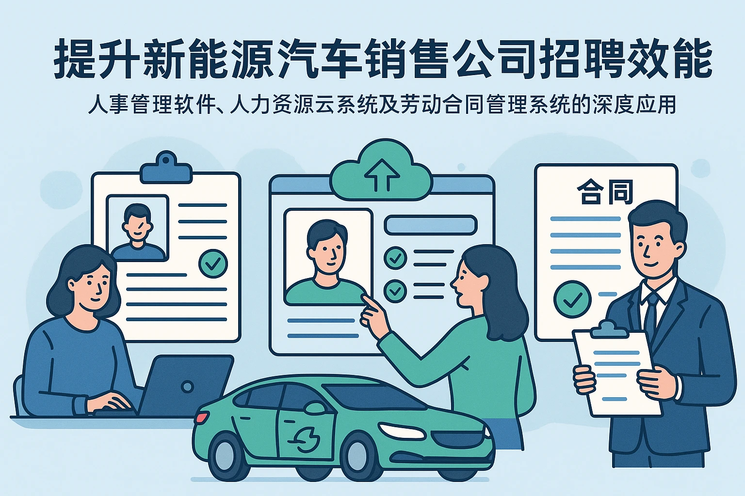 提升新能源汽车销售公司招聘效能——人事管理软件、人力资源云系统及劳动合同管理系统的深度应用