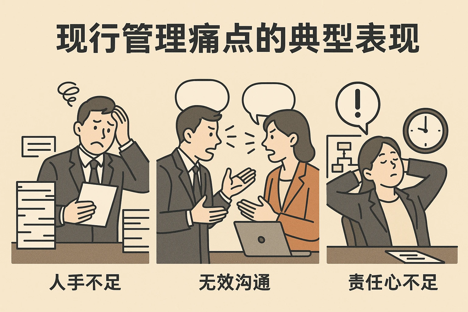 现实管理痛点的典型表现