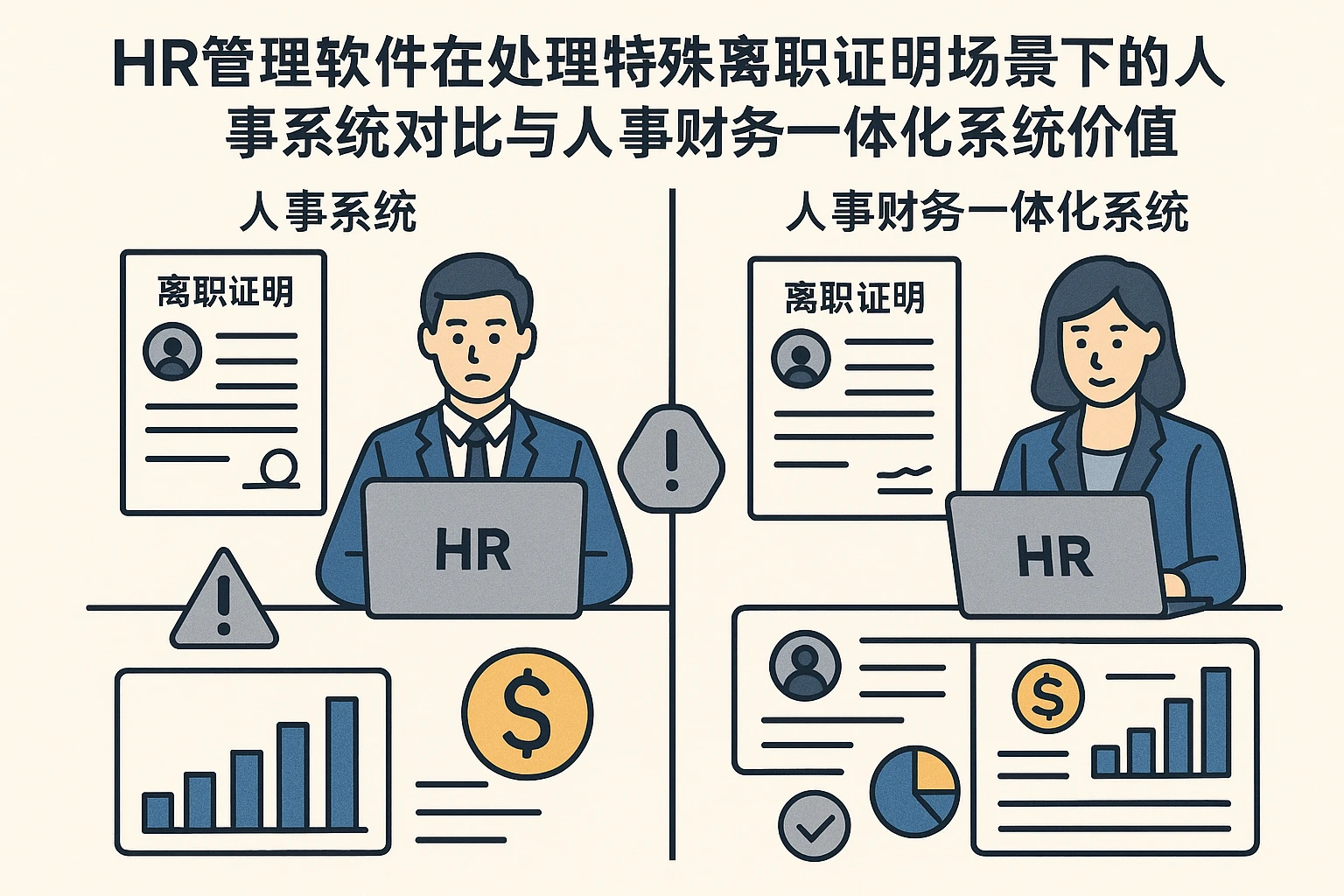 HR管理软件在处理特殊离职证明场景下的人事系统对比与人事财务一体化系统价值