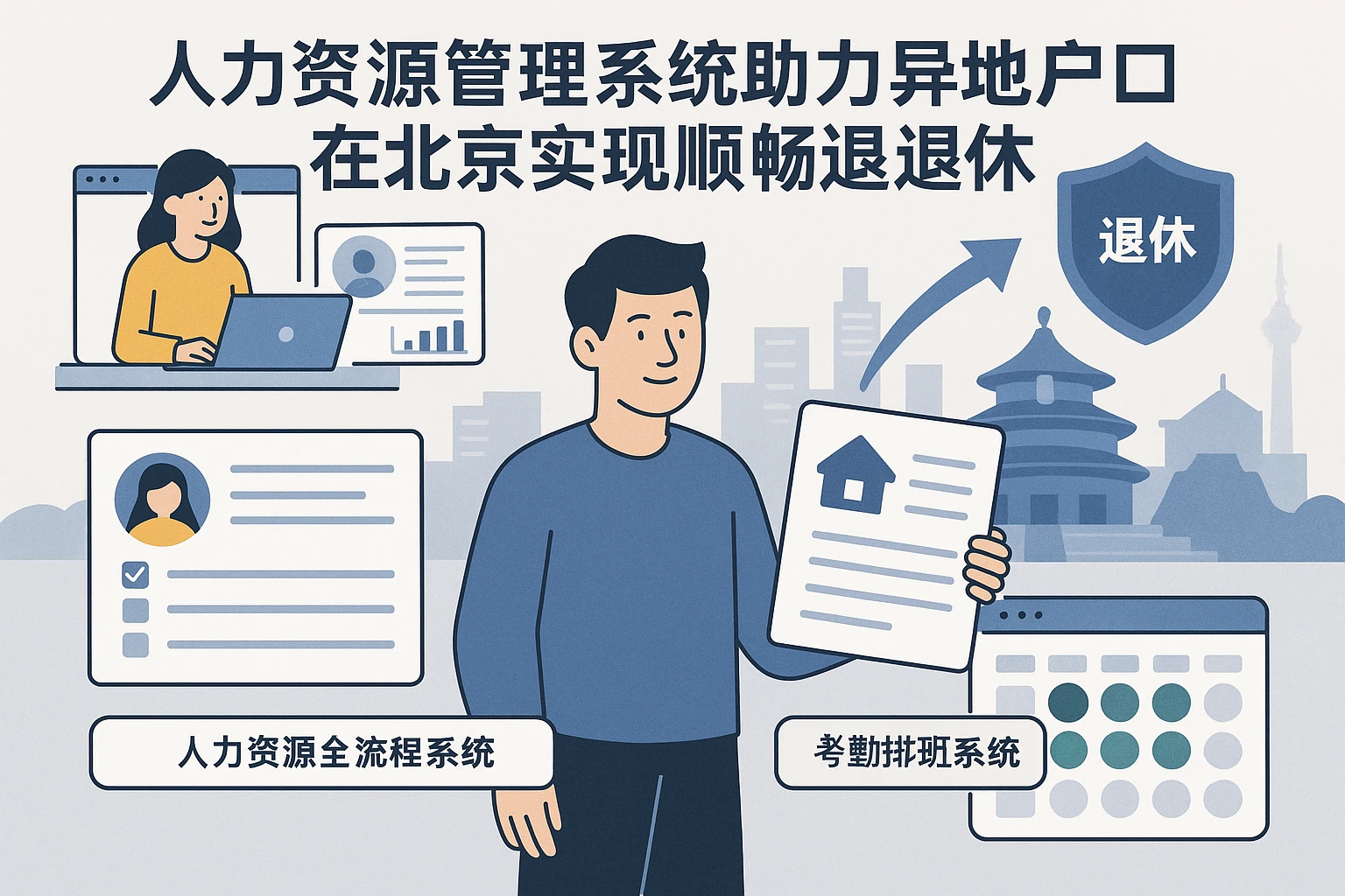 人力资源管理系统助力异地户口员工在北京实现顺畅退休——以人力资源全流程系统和考勤排班系统为切入点