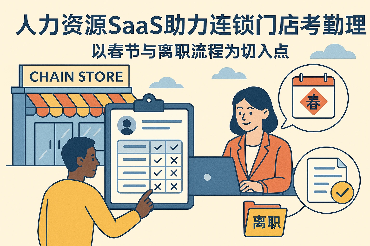 人力资源SaaS助力连锁门店考勤管理——以春节与离职流程为切入点