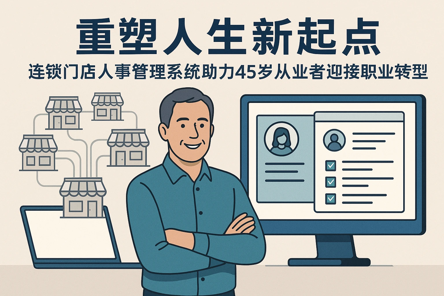 重塑人生新起点：连锁门店人事管理系统助力45岁从业者迎接职业转型