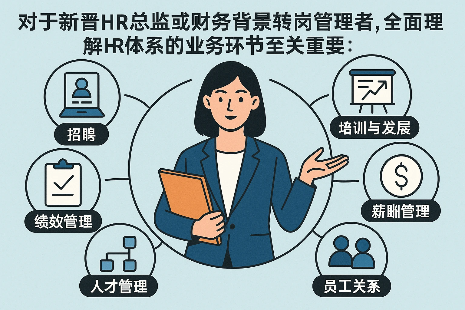对于新晋HR总监或财务背景转岗管理者，全面理解HR体系的业务环节至关重要：