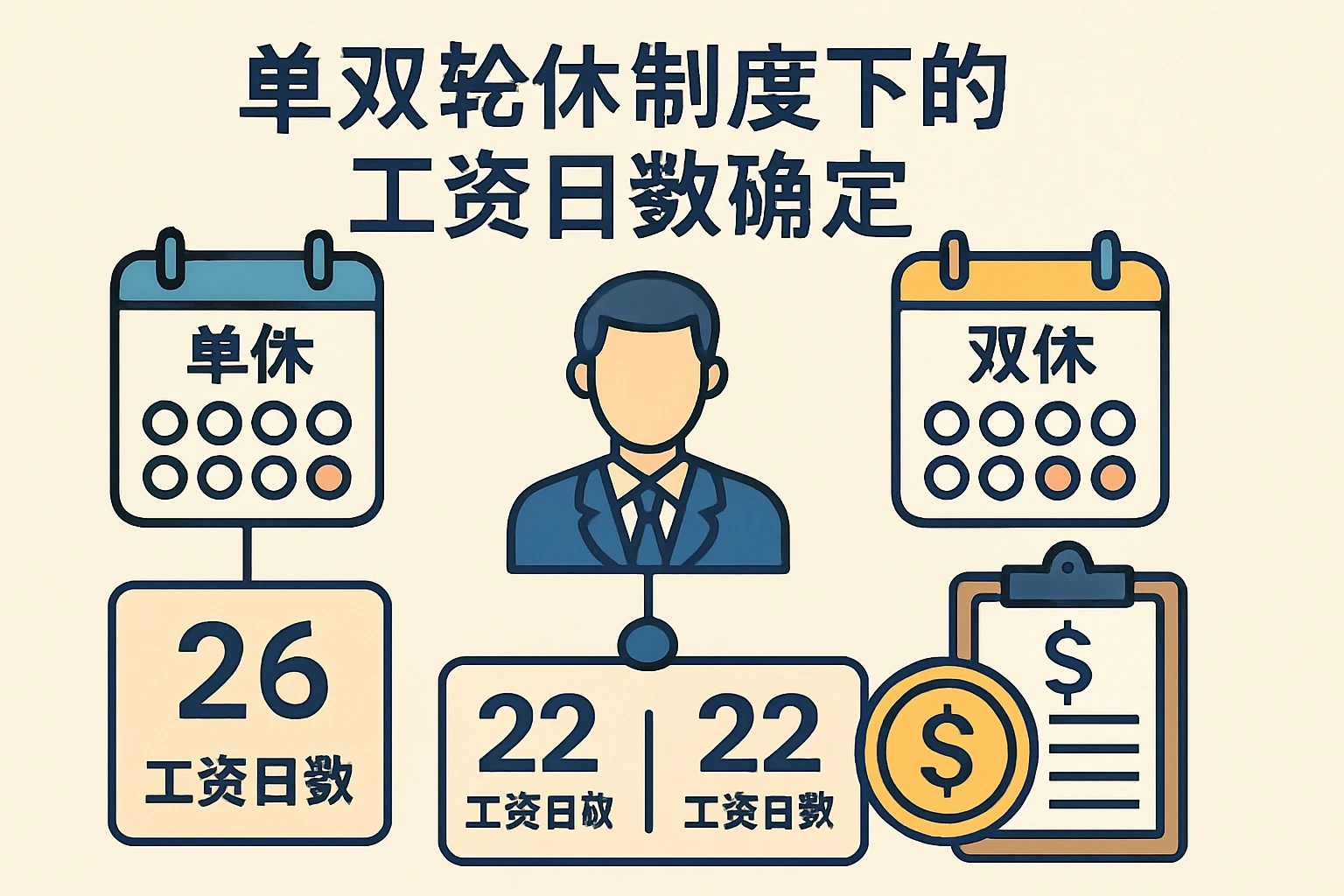 单双轮休制度下的工资日数确定