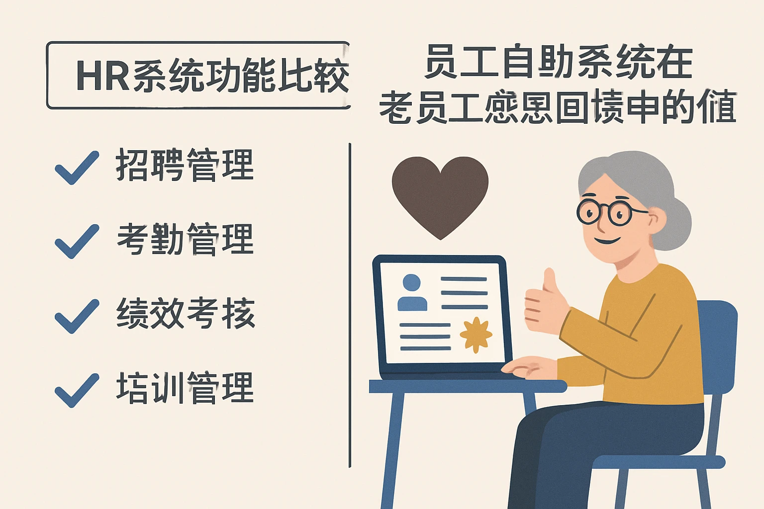 人事系统功能比较与员工自助系统在老员工感恩回馈中的价值