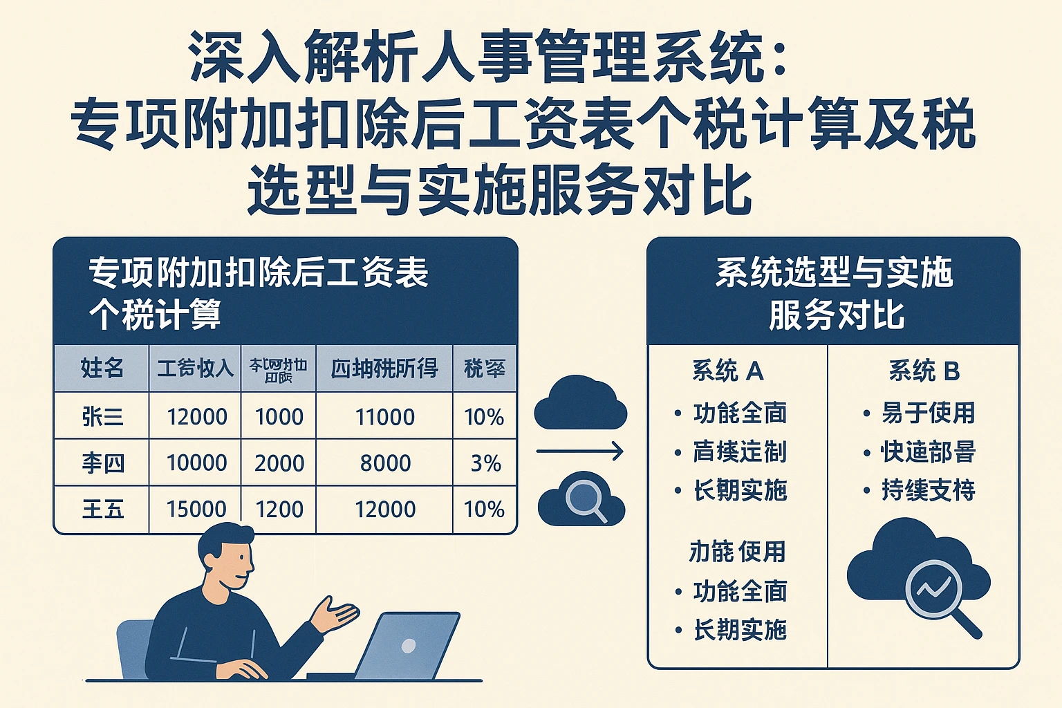 深入解析人事管理系统：专项附加扣除后工资表个税计算及系统选型与实施服务对比