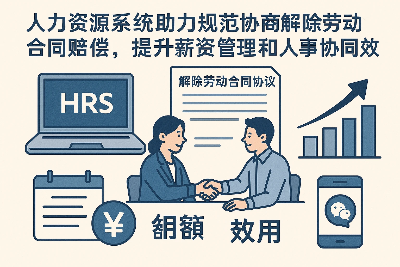 人力资源系统助力规范协商解除劳动合同赔偿，提升薪资管理和微信人事协同效率