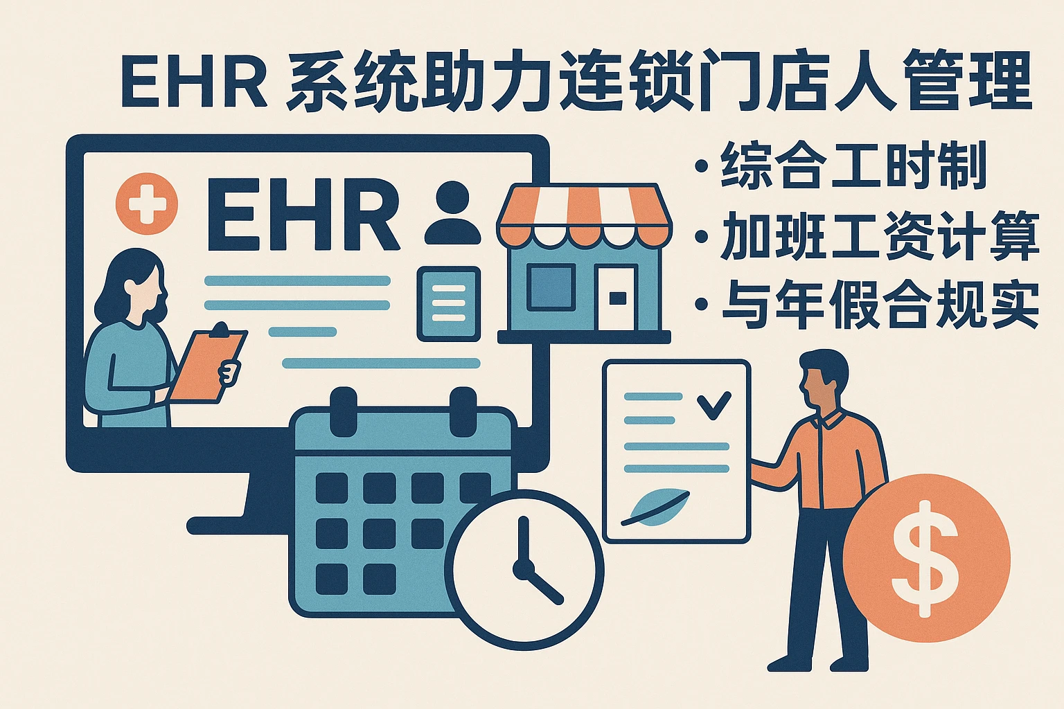 EHR系统助力连锁门店人事管理：综合工时制、加班工资计算与年假合规实践