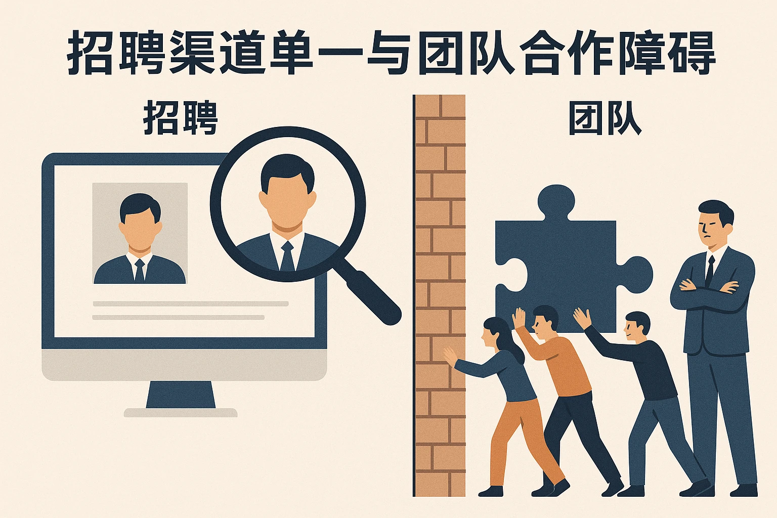 招聘渠道单一与团队合作障碍