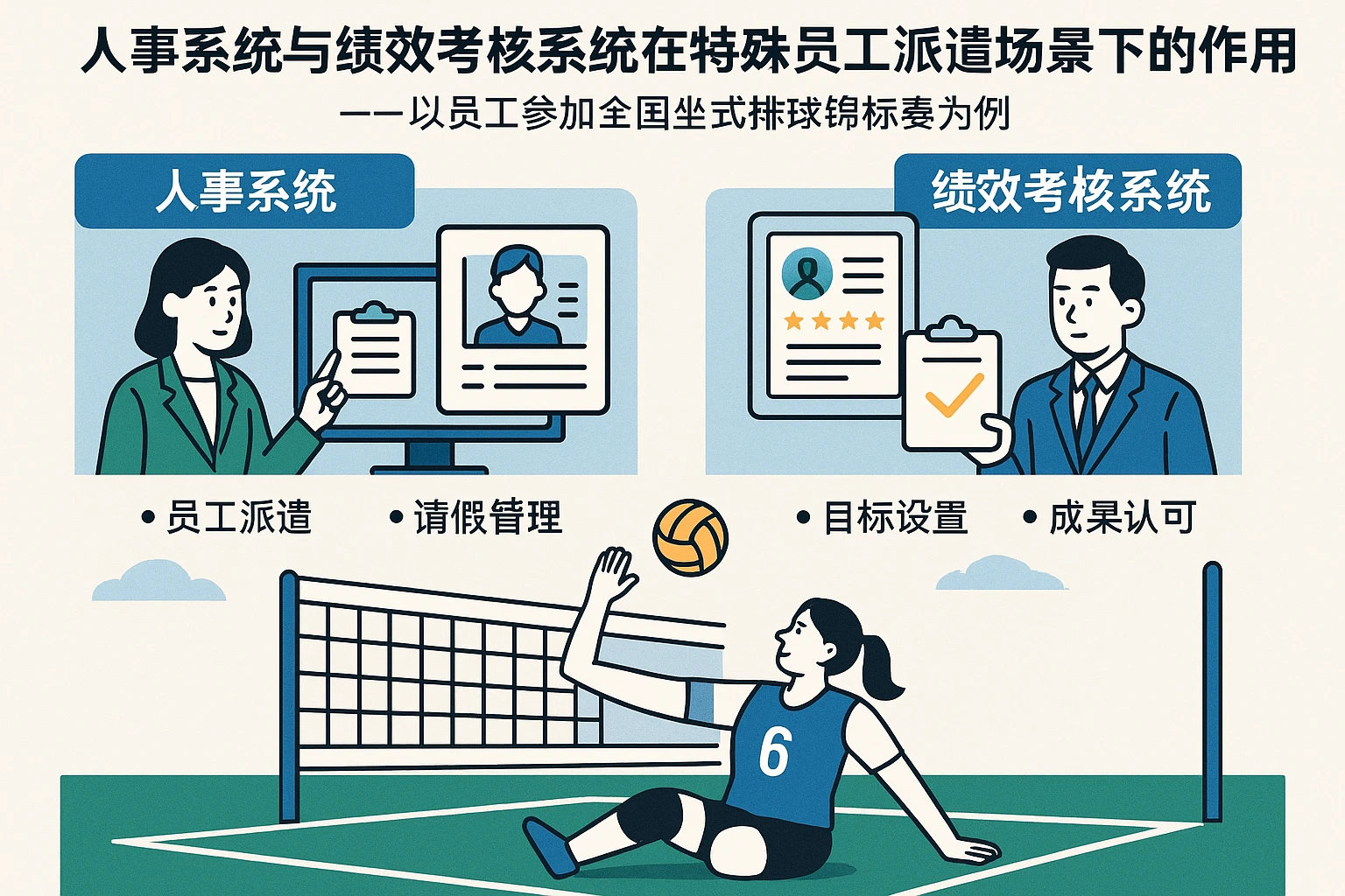 人事系统与绩效考核系统在特殊员工派遣场景下的作用解析——以员工参加全国坐式排球锦标赛为例