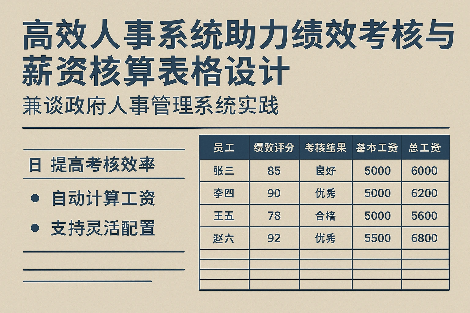 高效人事系统助力绩效考核与薪资核算表格设计——兼谈政府人事管理系统实践
