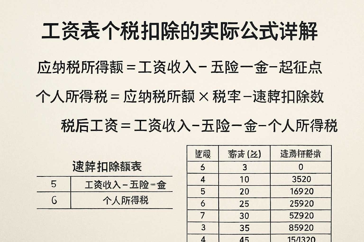 工资表个税扣除的实际公式详解