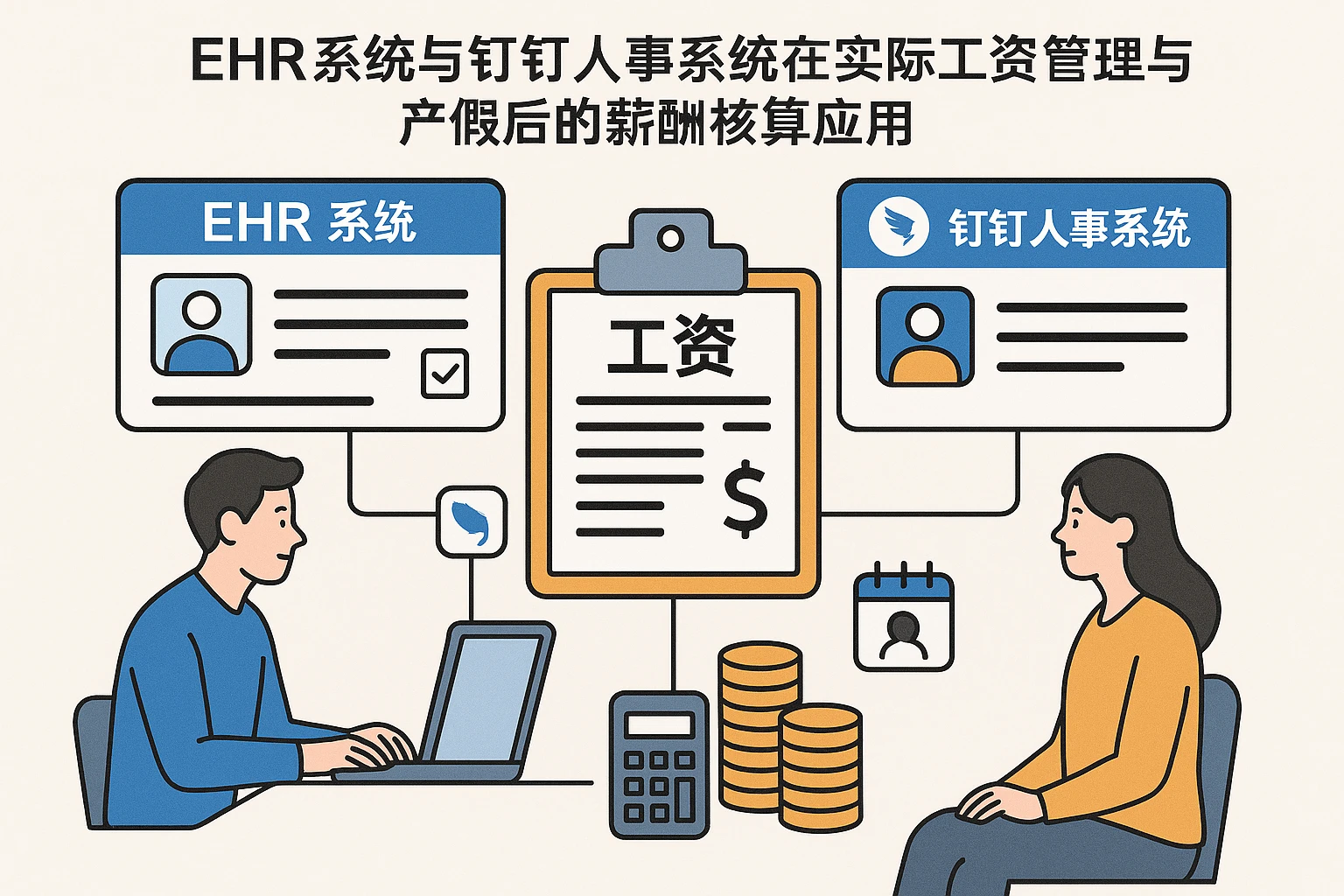 EHR系统与钉钉人事系统在实际工资管理与产假后的薪酬核算应用